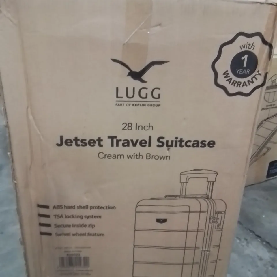 BOXED LUGG 28INCH JETSET TRAVEL SUITCASE CREAM AND BROWN 