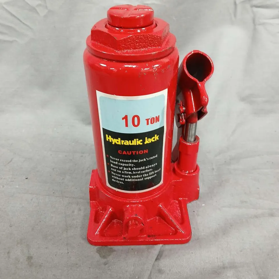 RED 10-TON HYDRAULIC BOTTLE JACK – WITH LEVER
