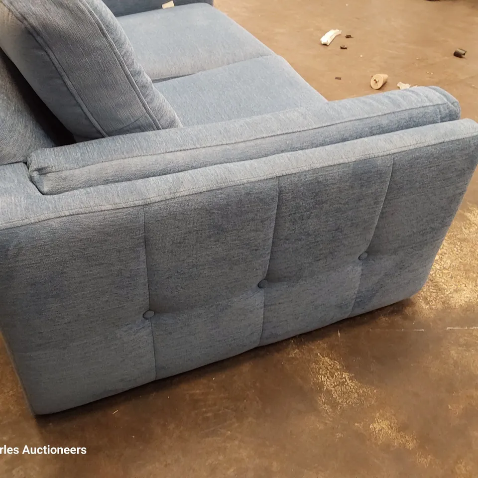 QUALITY BRITISH DESIGNER LOUNGE Co. MADISON TWO SEATER SOFA BLUE FABRIC 