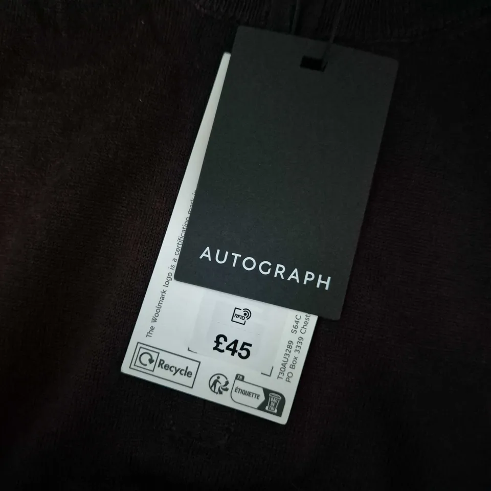 AUTOGRAPH EXTRA FINE MERINO WOOL JUMPER – MEN'S, UK 2XL, DARK BURGUNDY