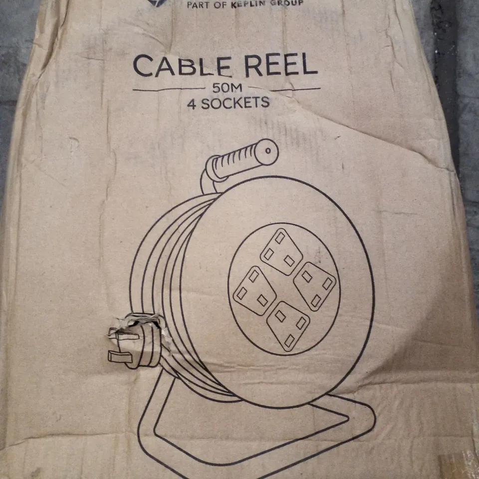 BOXED DESIRE TECH 4 SOCKET CABLE REEL 50M 