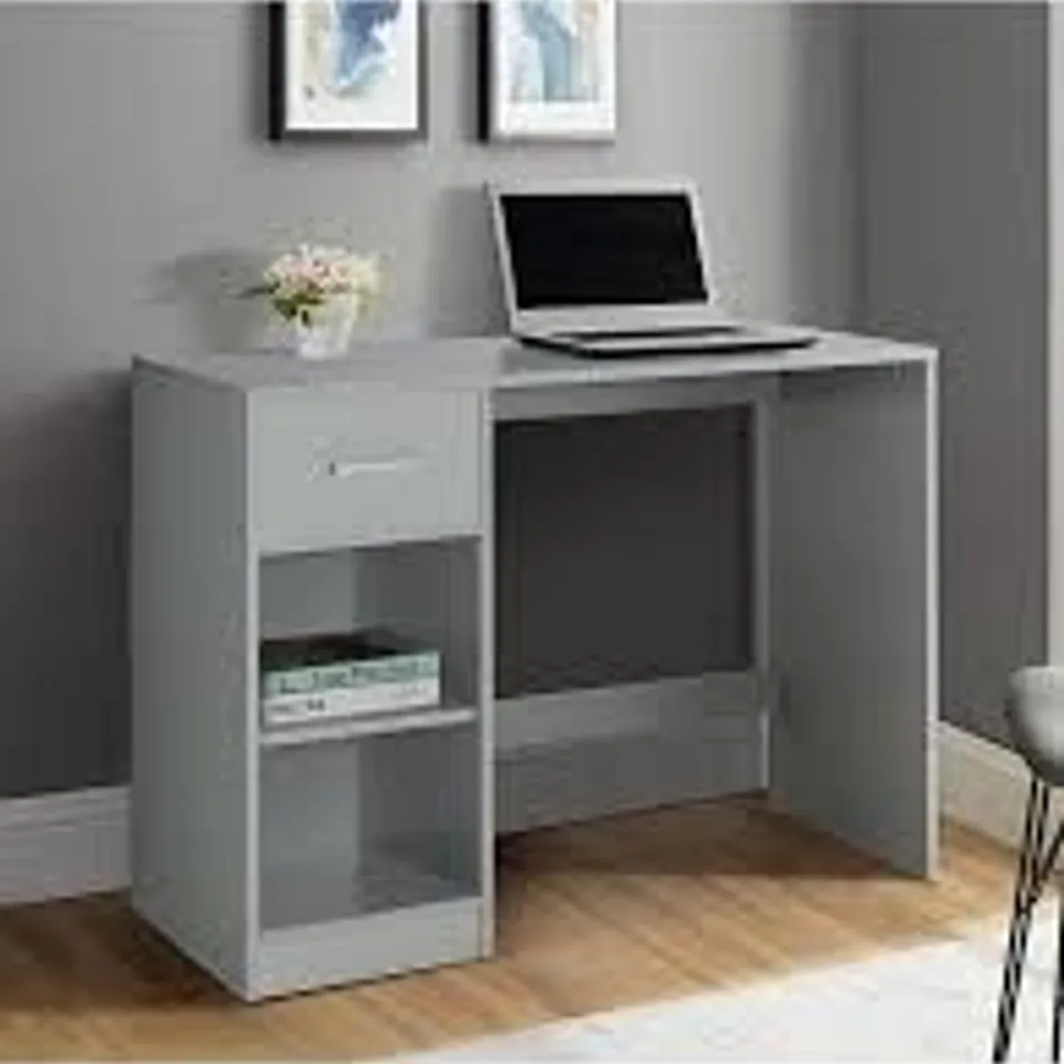 BOXED METRO 1 DRAWER DESK - GREY (1 BOX)