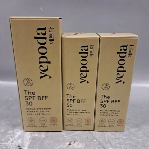 3 YEPODA PRODUCTS TO INCLUDE THE SPF BFF 30 (50ML & 20ML) & THE SPF BFF 50 20ML