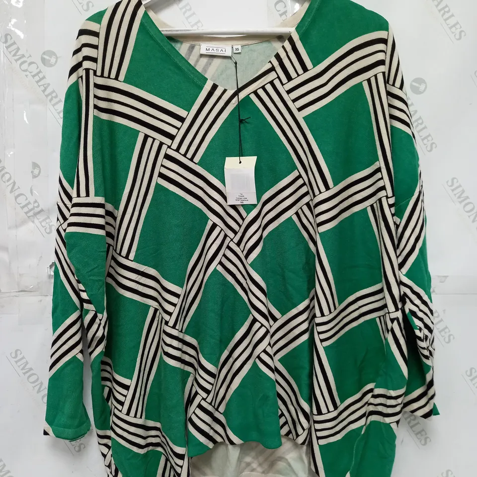MASAI FANASLA JUMPER IN GREEN GEO - EXTRA SMALL