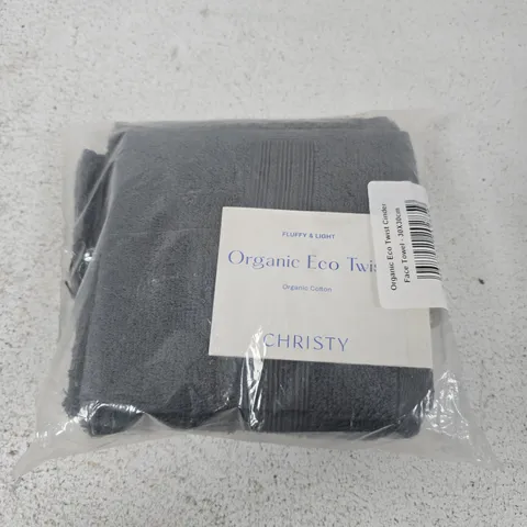 CHRISTY ORGANIC ECO TWIST FACE TOWEL CINDER 30X30CM (4 SINGLES)