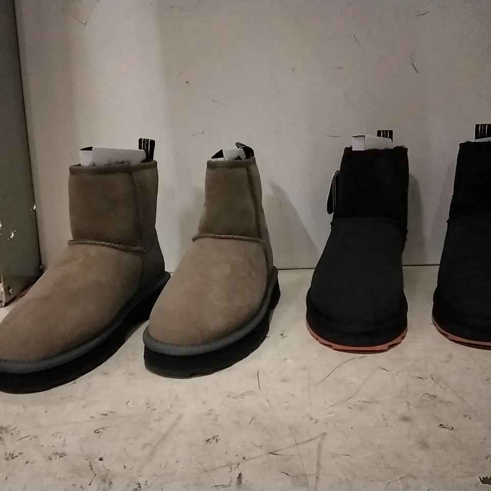 BOXED UNISEX EMU AUSTRALIA SHARKY MINI ,1 PAIR BLACK SIZE 7 , 3 PAIRS CORIANDER SIZE 5