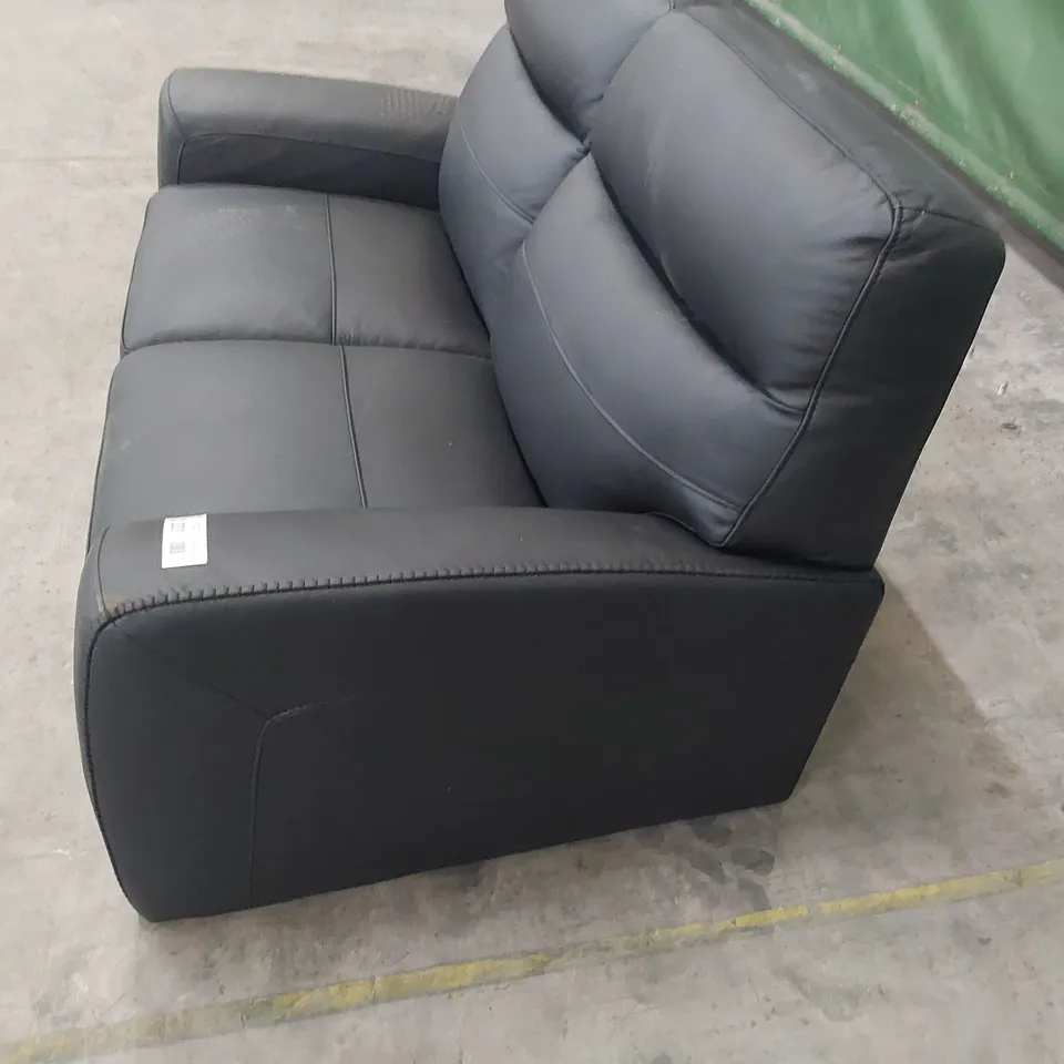 DESIGNER TWO SEATER SOFA BLACK LEATHER 