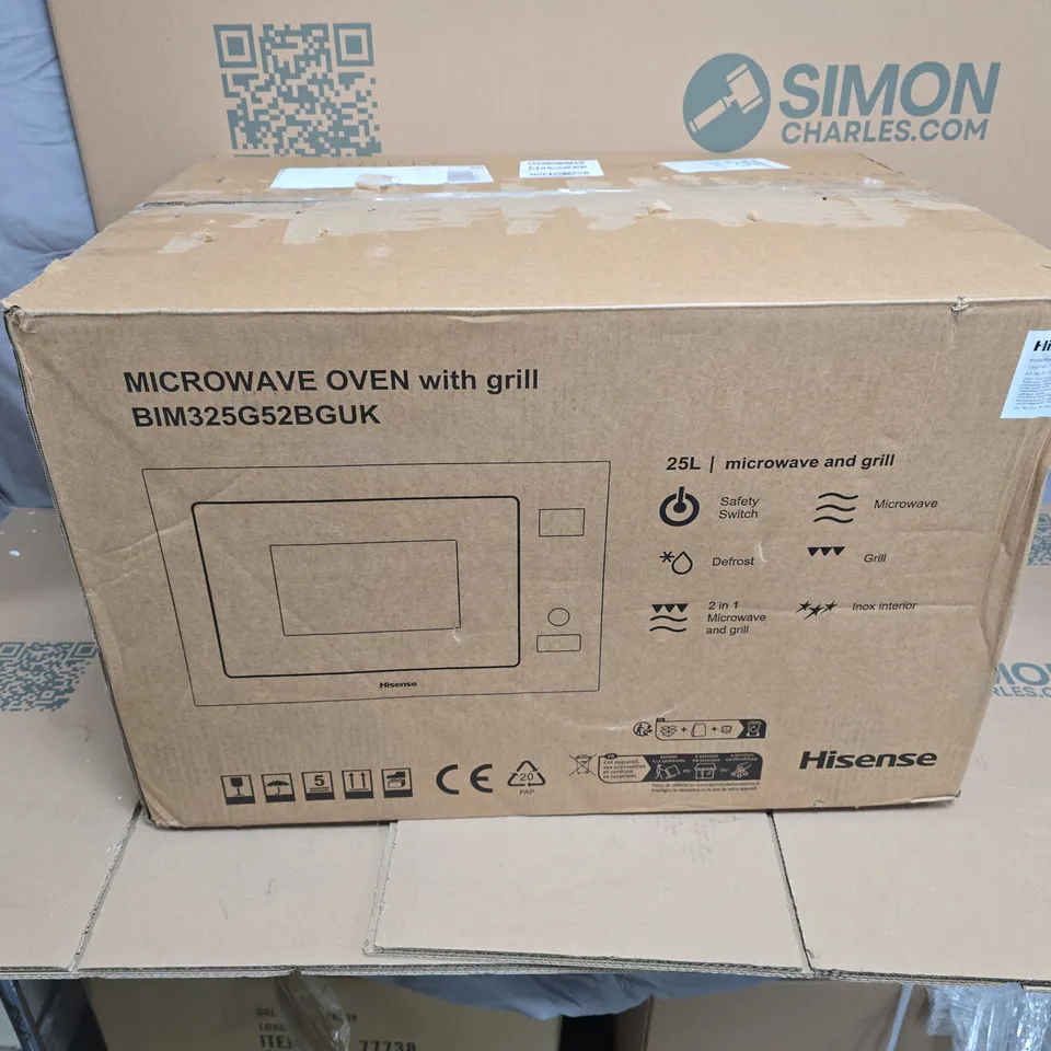 BOXED HISENSE 25L BUILT IN MICROWAVE WITH GRILL - BLACK