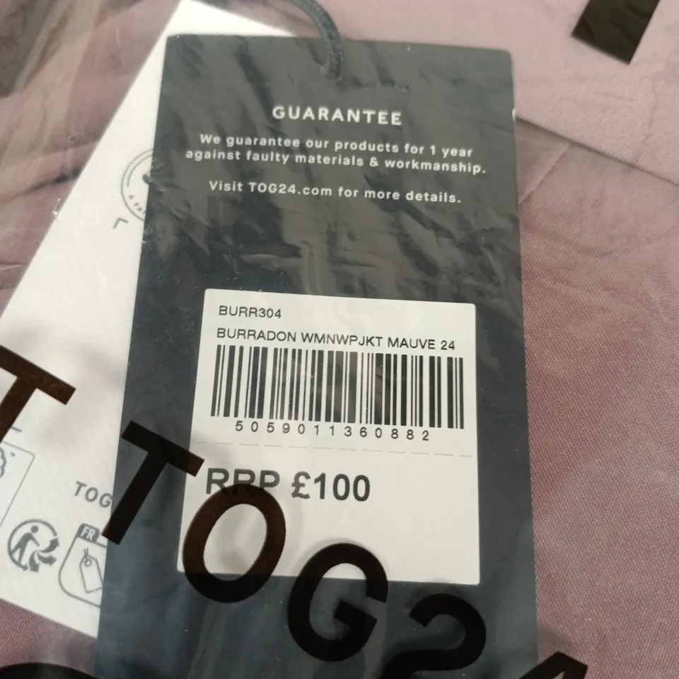TOG 24 BURRADON WOMENS WATERPROOF JACKET MAUVE UK24 TAGGED BAGGED