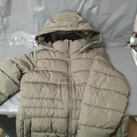 NEW LOOK KHAKI HOODED PUFFER JACKET