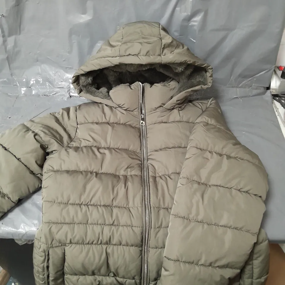 NEW LOOK KHAKI HOODED PUFFER JACKET