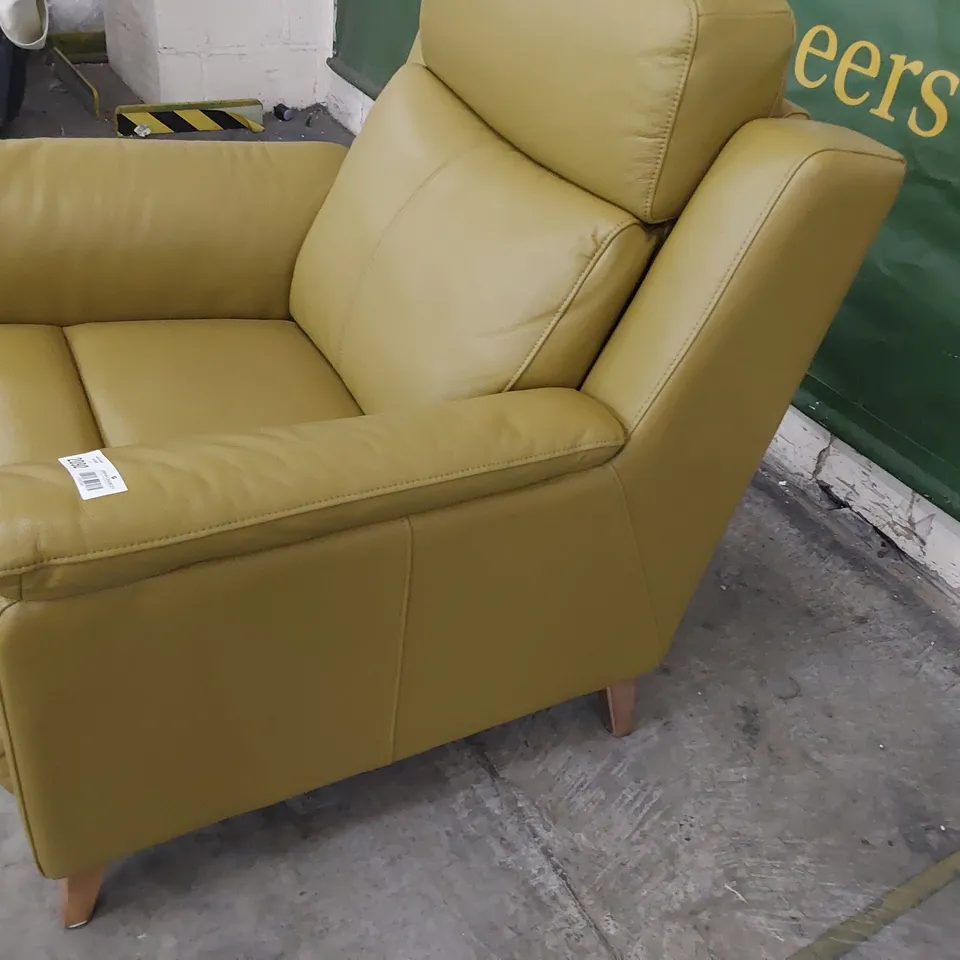 DESIGNER POWER RECLINING EASY CHAIR GOLDEN GREEN LEATHER 