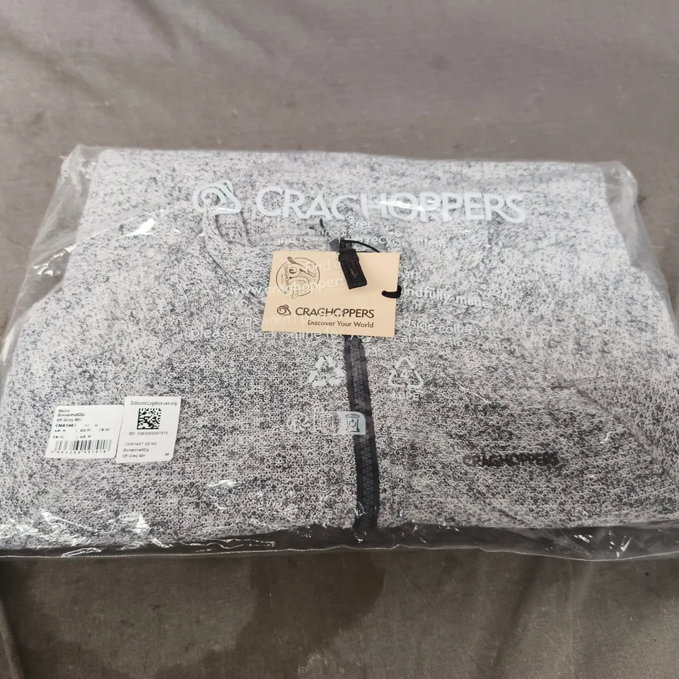 CRAGHOPPERS MEN'S HALF ZIP FLEECE – SOFT GREY MARL, UK SIZE M
