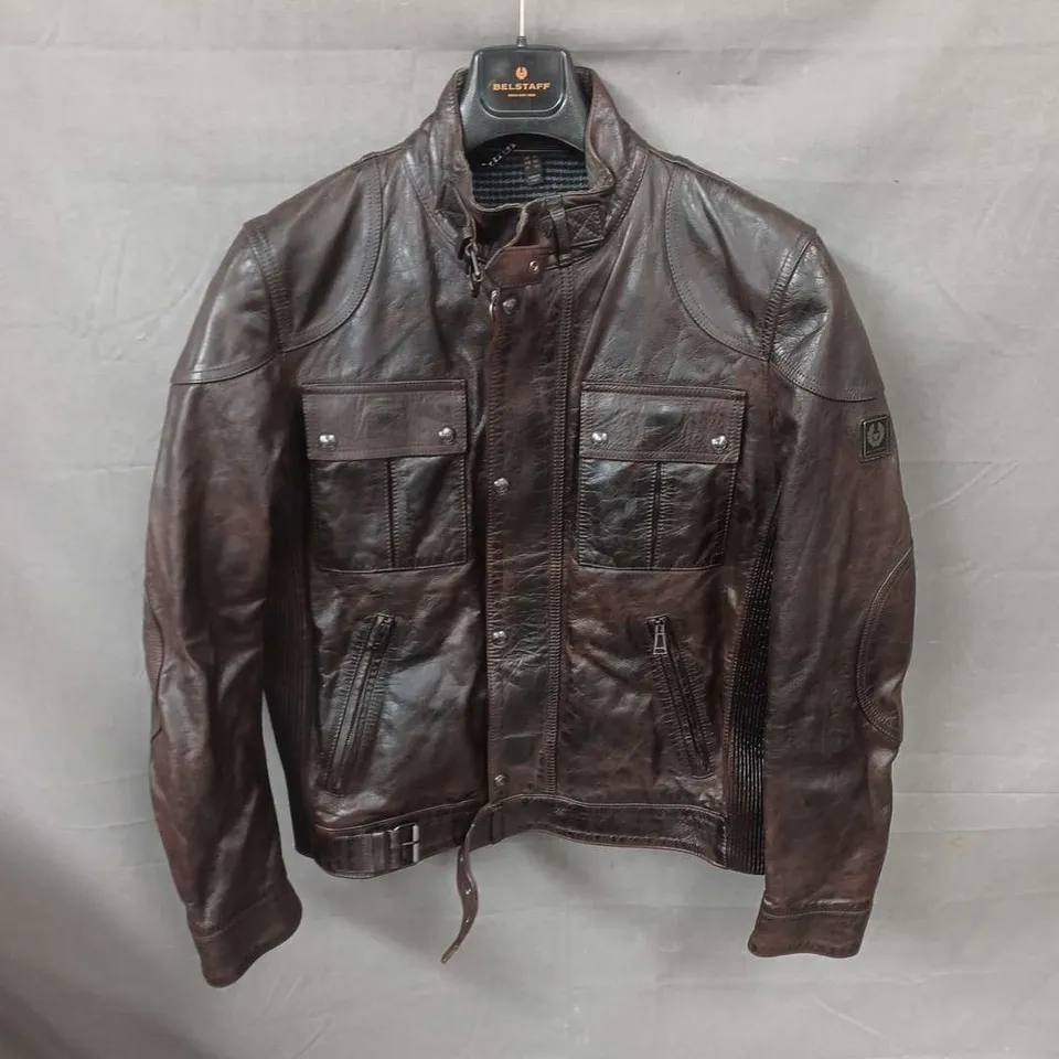 BELSTAFF LEGACY GANGSTER JACKET IN DARK DEEP COPPER SIZE UK 40