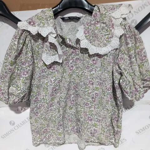 ZARA FLORAL PRINT BLOUSE SIZE EU L