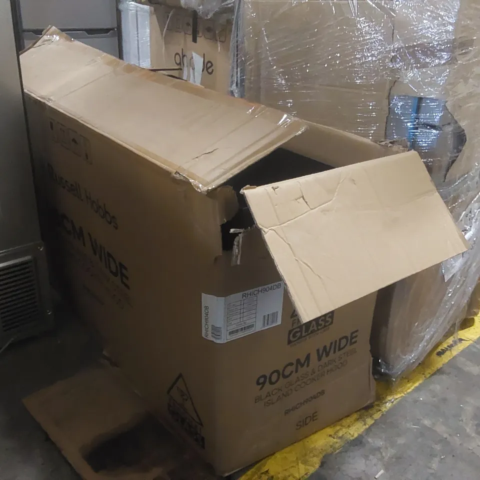 BOXED RUSSELL HOBBS 90CM MIDNIGHT ISLAND COOKER HOOD - DARK STEEL