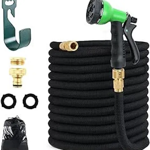 BOX CONTAINING APPROXIMATELY 9 GRANDMA SHARK UPGRADED EXPANDABLE GARDEN HOSE WITH 8 MODES WATER SPRAY GUN, DURABLE 3450D WEAVE AND SOLID BRASS CONNECTORS - 100FT