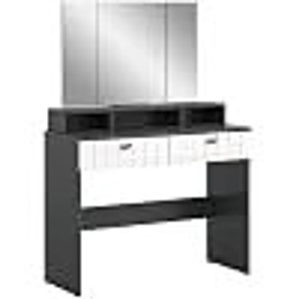 BOXED XONOX.HOME MONTE X97A2T67 DRESSING TABLE WITH MIRROR ANTHRACITE AND GLOSSY WHITE APPROX. L/H/D: 100/142/42 CM (2 BOXES:
