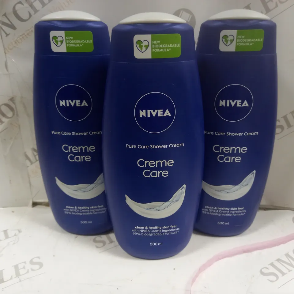 3 500ml NIVEA PURE CARE SHOWER CREAM