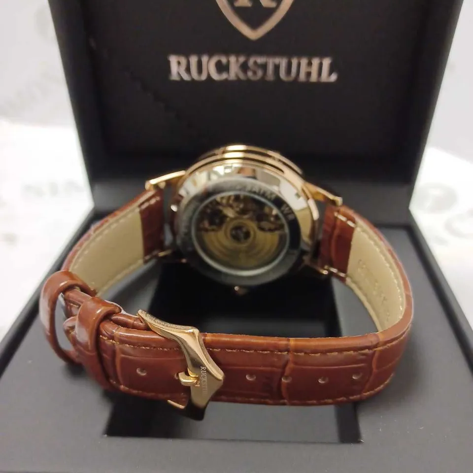 RUCKSTUHL CHRONOGRAPH BLUE DIAL AUTOMATIC LEATHER STRAP WATCH
