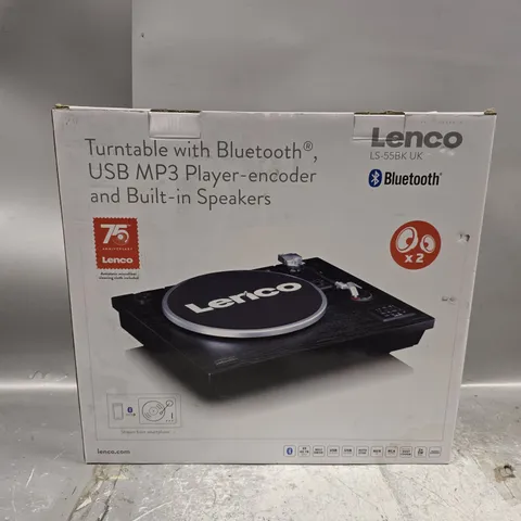 BOXED LENCO TURNTABLE WITH BLUETOOTH AND BUILT IN SPEAKERS - LS-55BK