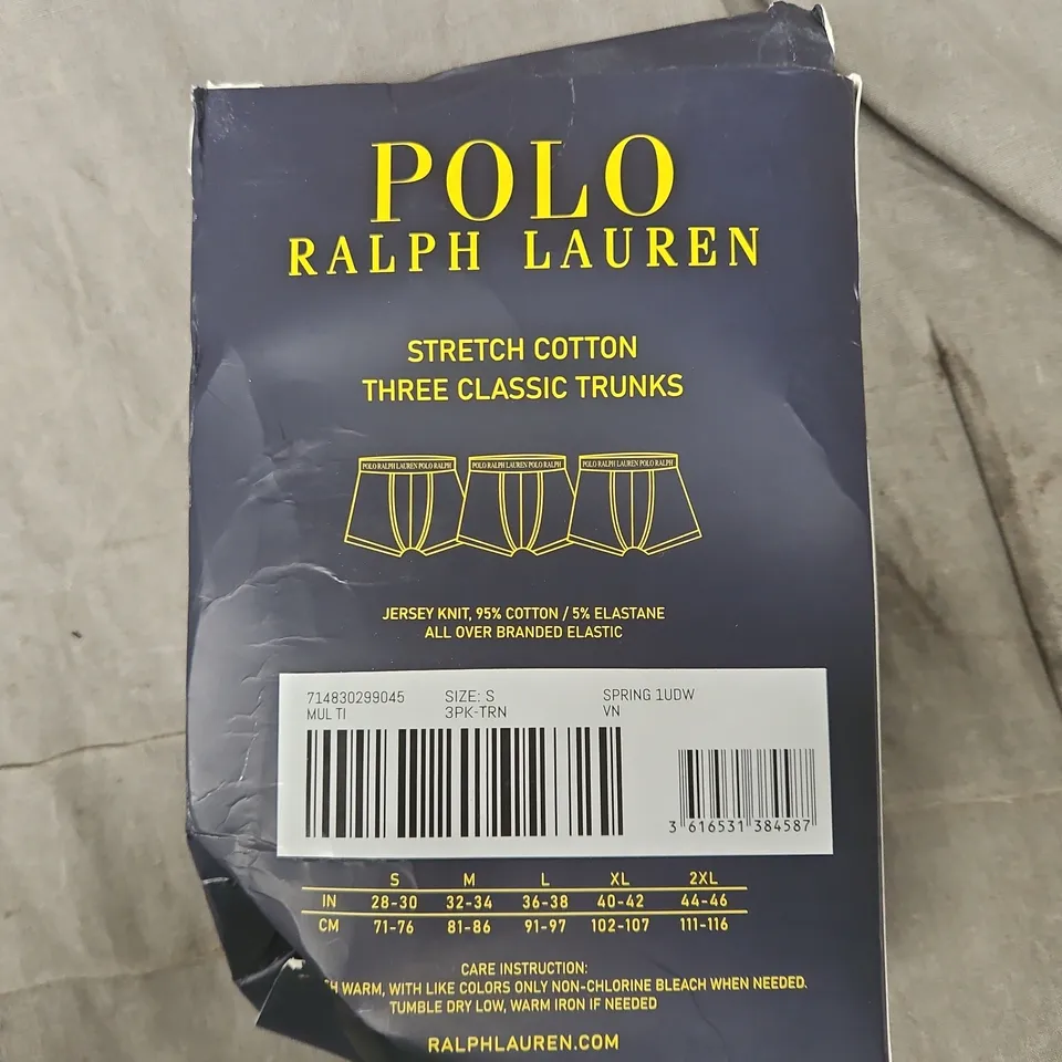 POLO RALPH LAUREN STRETCH COTTON THREE CLASSIC TRUNKS – 3 PACK, MEN'S UNDERWEAR, SIZE S