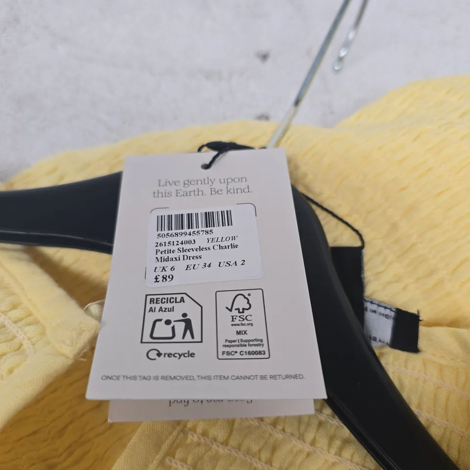 NOBODY'S CHILD SLEEVELESS MIDAXI DRESS – YELLOW, UK 6