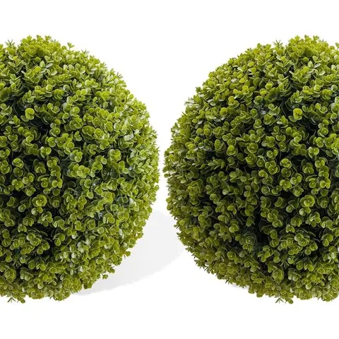 BOXED TOPIARY BALL 2 PCS, ARTIFICIAL CEDAR TOPIARY BALLS GARDEN SPHERES DECORATIVE BALLS FOR OUTDOOR PATIO GARDEN AND INDOOR, WEDDING DECORATION