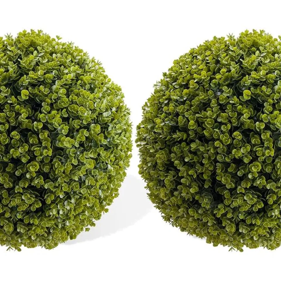 BOXED TOPIARY BALL 2 PCS, ARTIFICIAL CEDAR TOPIARY BALLS GARDEN SPHERES DECORATIVE BALLS FOR OUTDOOR PATIO GARDEN AND INDOOR, WEDDING DECORATION