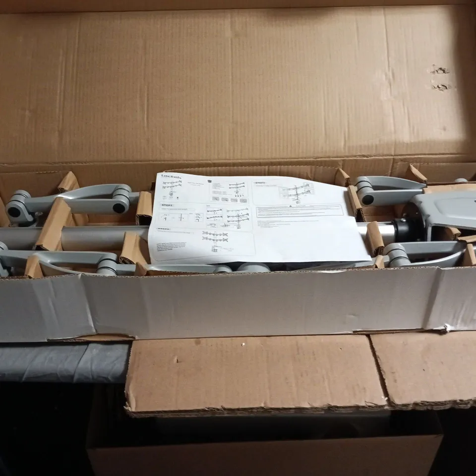 LOCTEK QUAD SCREENS DESKTOP MOUNT SILVER BOXED WITH INSTRUCTIONS