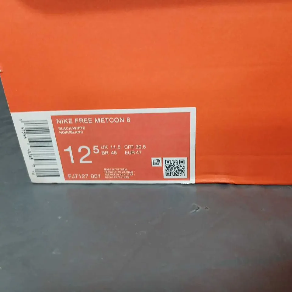 NIKE FREE METCON 6 TRAINERS – BLACK/WHITE, UK 11.5 (US 12.5)