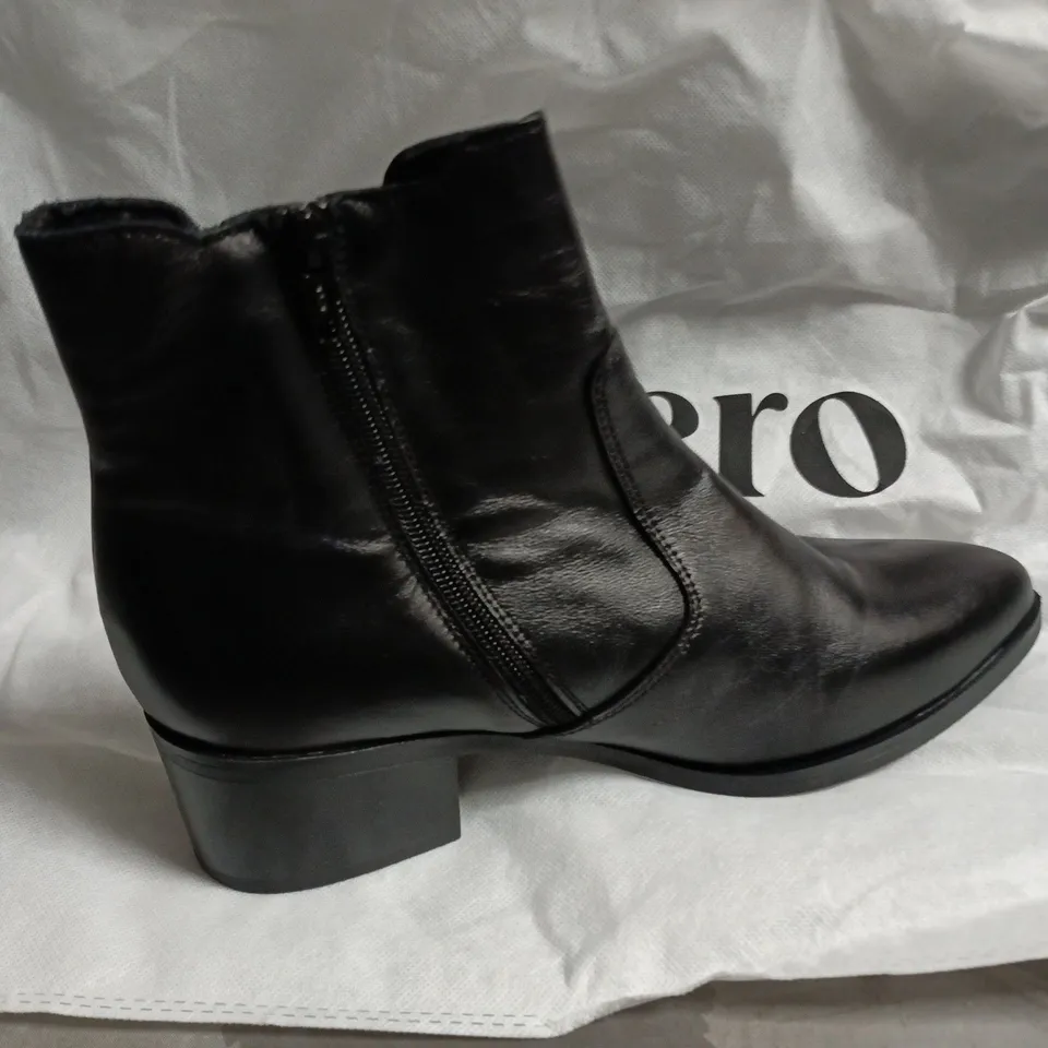 KAOLA BLACK NAPPA LEATHER HEEL BOOTS, WOMEN'S ANKLE BOOTS, UK7 (EU40)