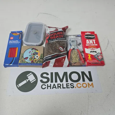 APPROXIMATELY 15 ASSORTED HOUSEHOLD ITEMS TO INCLUDE ANT BAIT STATION, METHOD PELLETS, HB PENCILS, ETC