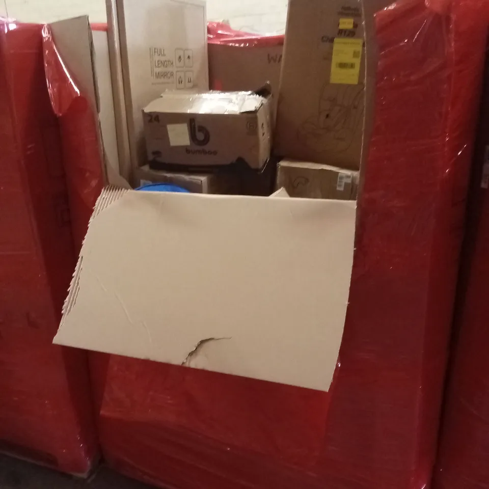 PALLET OF ASSORTED HOUSEHOLD GOODS AND PRODUCTS TO INCLUDE; INDUCTION COOKER TOP, FULL-LENGTH MIRROR, BUBBLE MATE FOOT SPA ETC