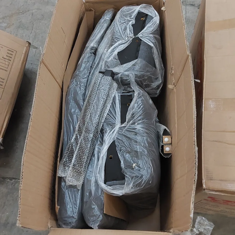 BOXED VIENNA DINING CHAIR IN GREY LINEN WITH BLACK LEGS - SET OF 2