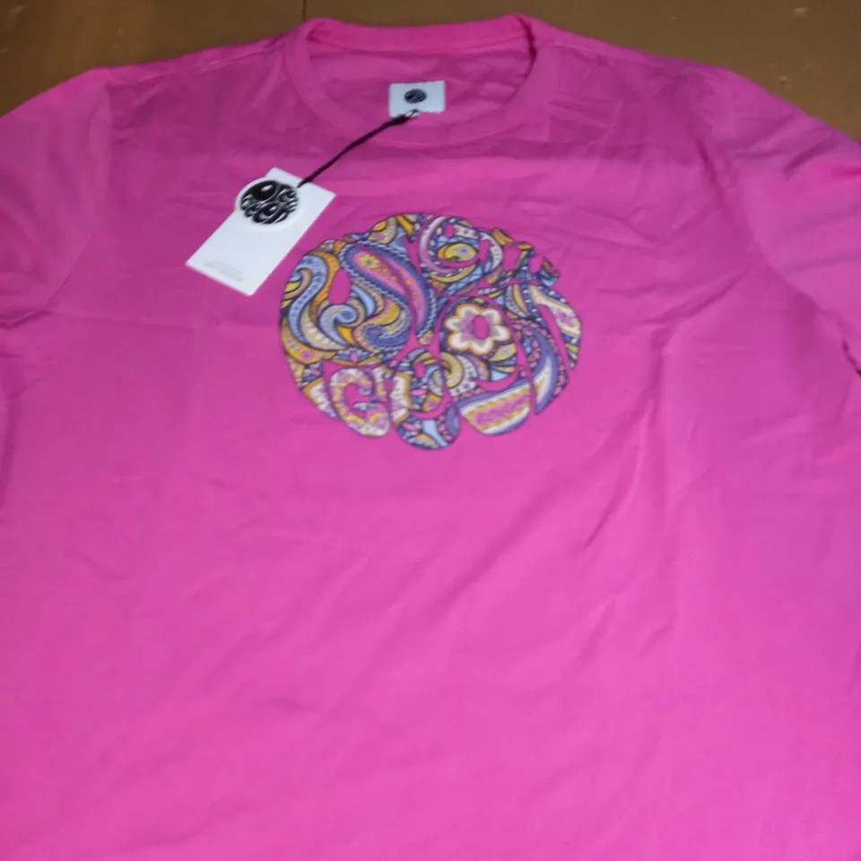 PRETTY GREEN FESTIVAL PAISLEY PRINT T-SHIRT SIZE L