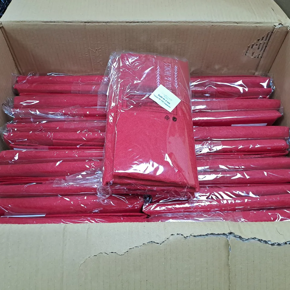 BOX OF APPROXIMATELY 14 OCEAN HOME FELT BASKET SETS - RED