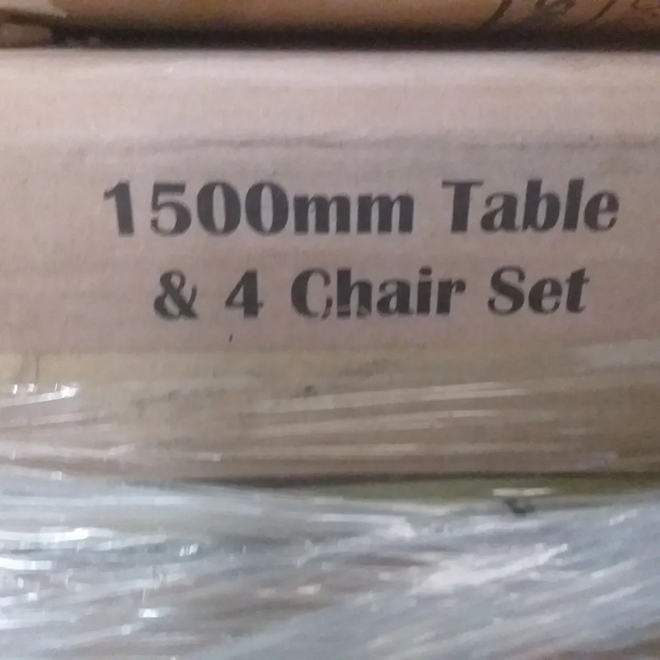 PALLET OF ASSORTED FLATPACK INCLUDING DOUBLE SIZE CHENILLE FABRIC BED, TABLE & 4 CHAIR SET, DINING TABLE