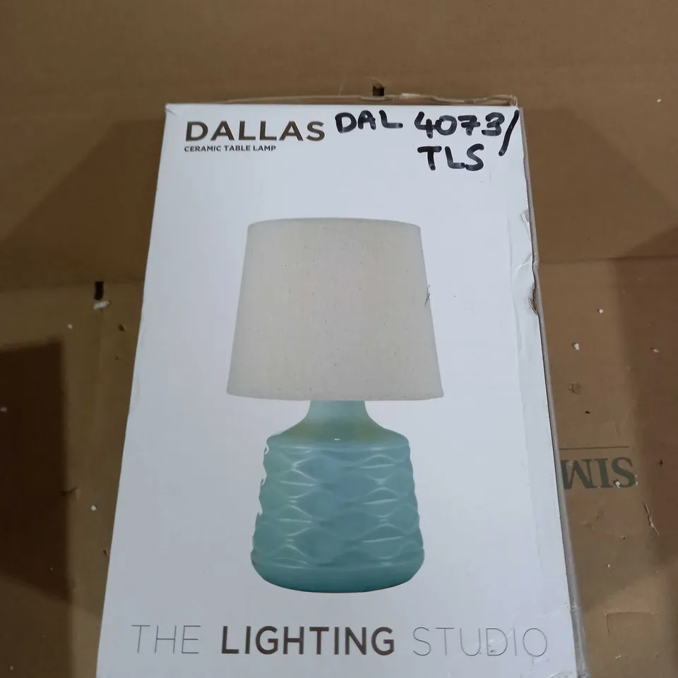 THE LIGHTING STUDIO DALLAS CERAMIC TABLE LAMP - CERAMIC BASE/LINEN SHADE 