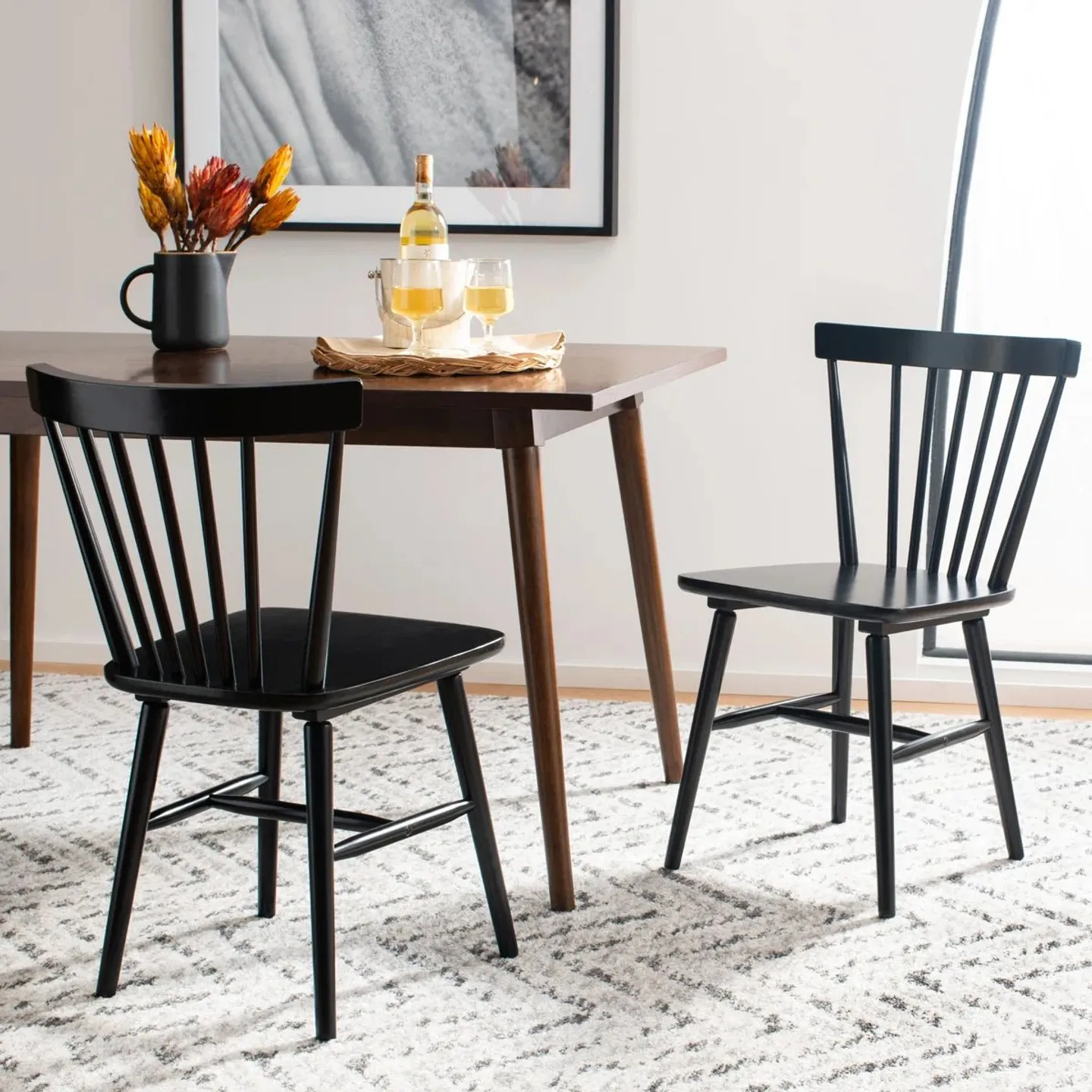 BOXED SHILOH UPHOLSTERED DINING CHAIR, SET OF 2 - BLACK (1 BOX)