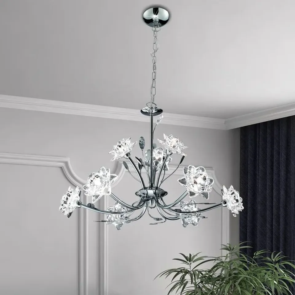 CHAFFINS 9-LIGHT SHADED CHANDLIER 