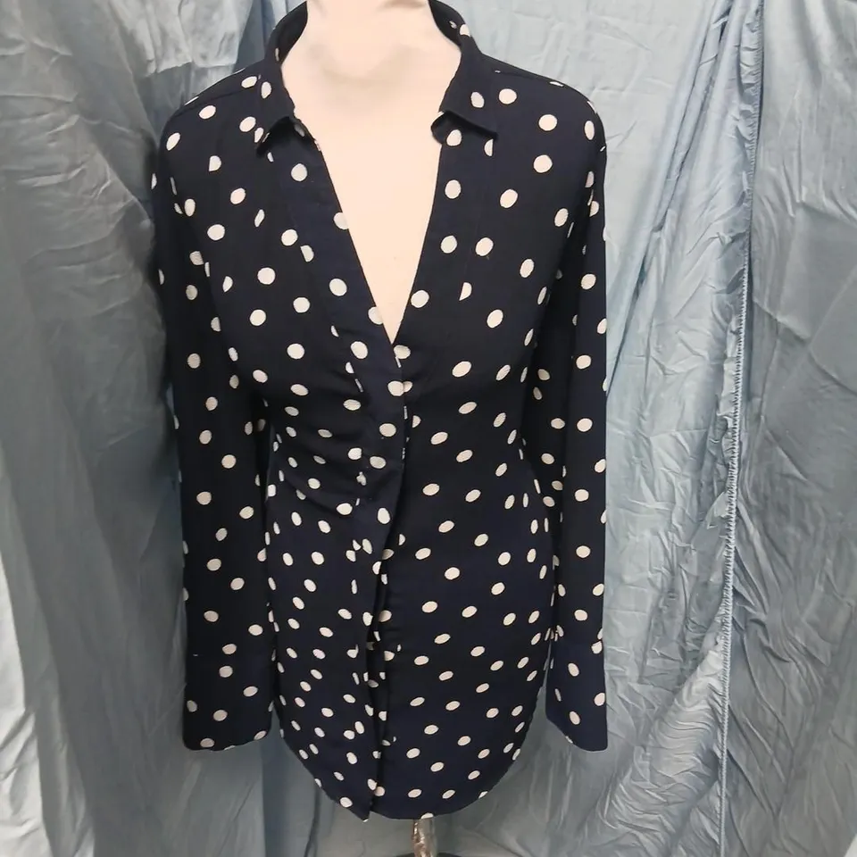 M&S COLLECTION WOMEN'S NAVY POLKA DOT BLOUSE SIZE 14