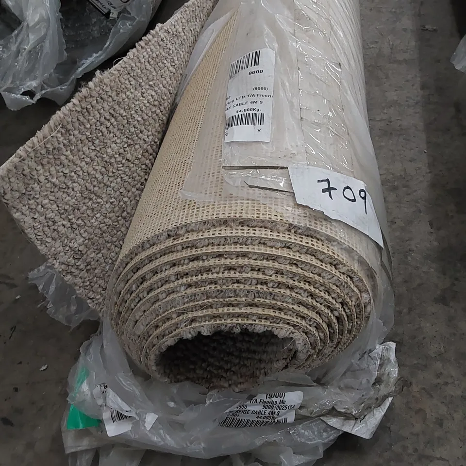 ROLL OF QUALITY MARRAKESH BEIGE CABLE CARPET // SIZE: 4 X 5.5m