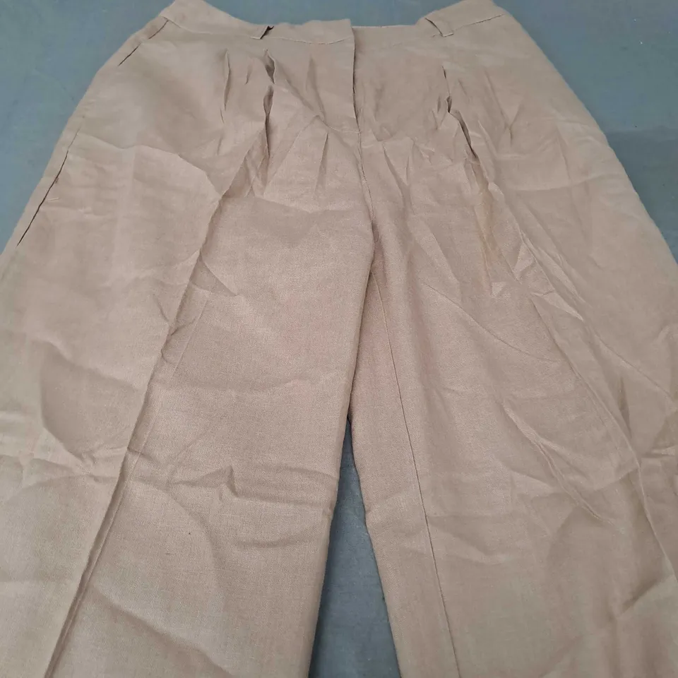 NEW LOOK K LILA LINEN WIDE LEG PANTS IN BROWN - UK 8