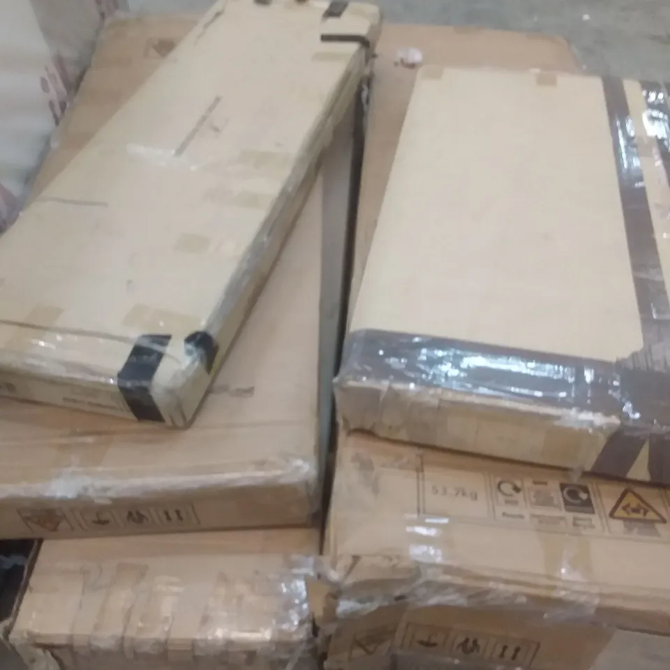 PALLET OF ASSORTED BOXED ITEMS INCLUDING, WARDROBE AND DRESSING TABLE 