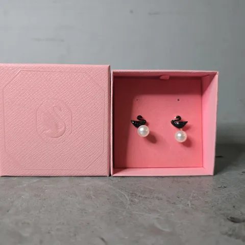 BOXED SWAROVSKI BLACK PEARL EARRINGS