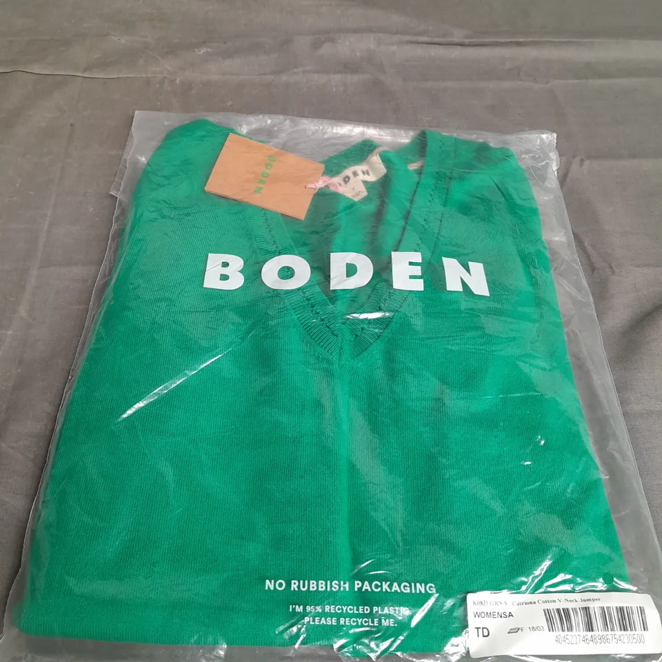 BODEN CATRIONA COTTON V-NECK JUMPER SIZE S