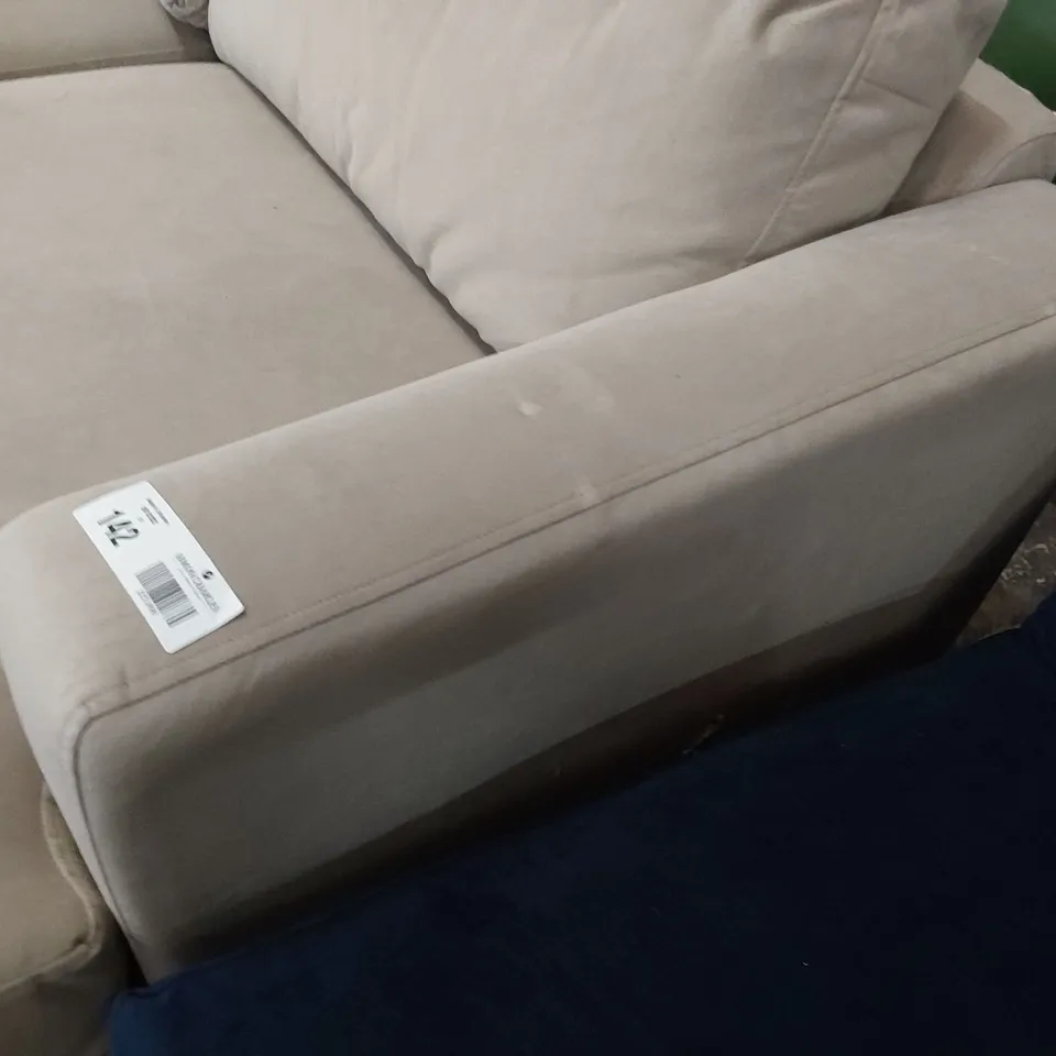 QUALITY BRITISH DESIGNER LOUNGE Co. LARGE CHAISE SOFA LIGHT GREY PLUSH FABRIC 