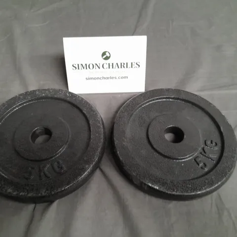 LOT OF 2 5KG METAL WEIGHTLIFTING PLATES 