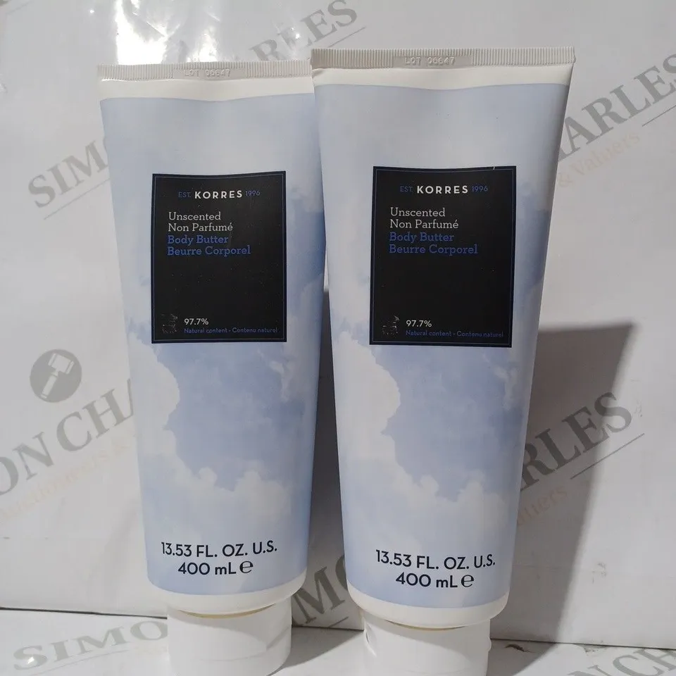 BOXED KORRES UNSCENTED MEGA SIZE BODY BUTTER DUO 400ML